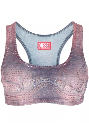 Diesel rhinestone-embellished cropped denim top - Pink