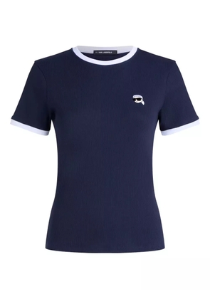Karl Lagerfeld Ikon-patch ribbed t-shirt - Blue