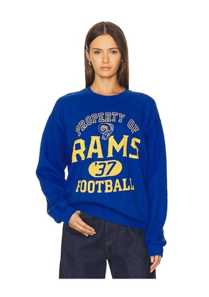 Junk Food Rams Property Crew Fleece Sweatshirt in Blue. Size L. Also in M, S, XL/1X, XS.