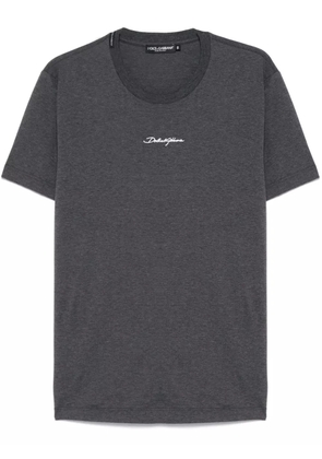 Dolce & Gabbana logo-embroidered cotton T-shirt - Grey