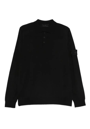 Stone Island long-sleeve patch polo shirt - Black