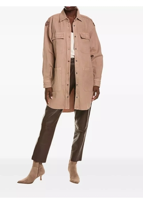 Brunello Cucinelli button-fastening cotton-linen blend shirt jacket - Neutrals