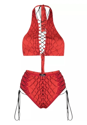 Noire Swimwear Addicted snakeskin print bikini - Red