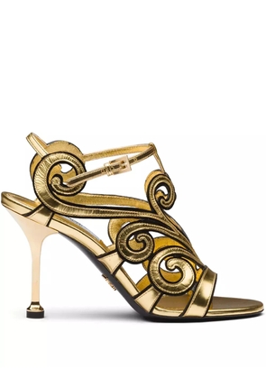 Prada baroque-style ankle strap sandals - Gold