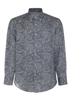 Brunello Cucinelli paisley-pattern linen shirt - Grey