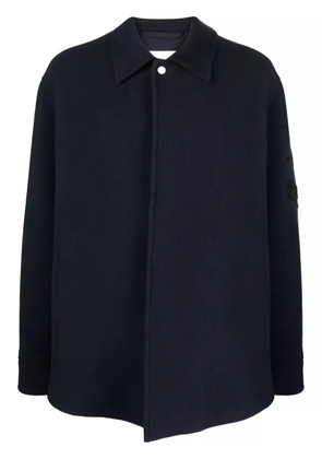 Jil Sander logo-jacquard virgin wool shirt jacket - Blue