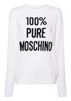 Moschino slogan intarsia-knit jumper - Neutrals