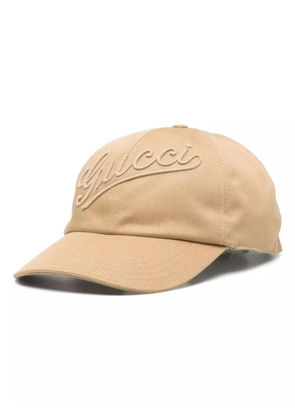 Gucci logo-embroidered cotton baseball cap - Brown