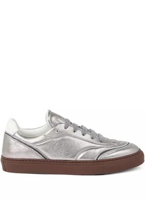 Brunello Cucinelli lamé-effect leather sneakers - Silver