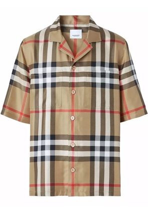 Burberry short-sleeve check silk shirt - Brown