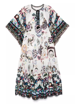 Camilla wide-sleeve gathered maxi dress - White