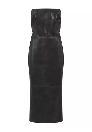 Alex Perry strapless split leather midi dress - Brown