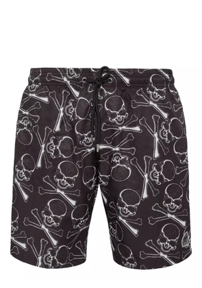 Philipp Plein skull-print drawstring swim trunks - Black