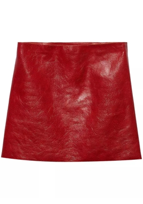 Prada cracked-effect leather mini skirt - Red
