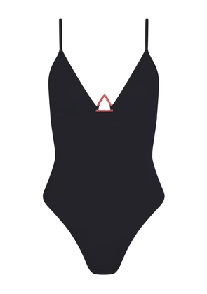 Let's Swim Shark-logo swimsuit - Black