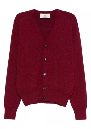 AMI Paris button-front logo-embroidery cardigan - Red