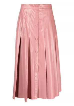 TWINSET faux-leather pleated midi skirt - Pink
