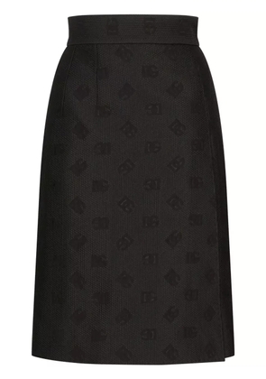 Dolce & Gabbana monogram-jacquard straight midi skirt - Black