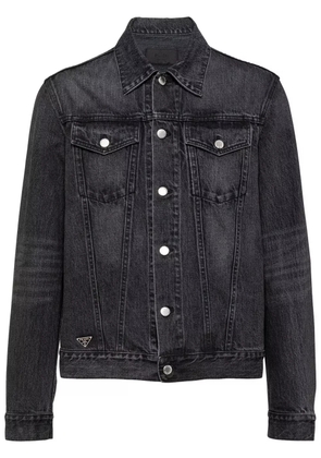 Prada triangle-logo denim blouson jacket - Black