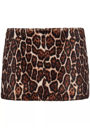 Prada animal-print shearling miniskirt - Brown