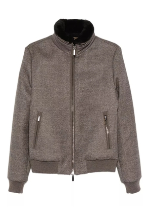 Moorer shearling-collar zip-front jacket - Brown