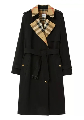Burberry Check Panel cotton trench coat - Black
