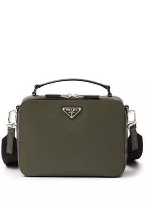 Prada Saffiano medium enamel triangle logo two-way bag - Green