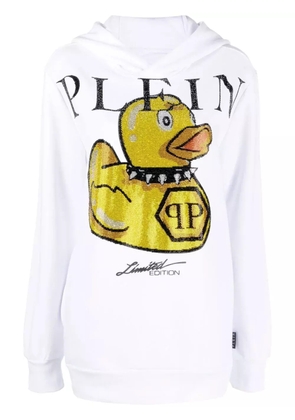 Philipp Plein logo graphic-print hoodie - White