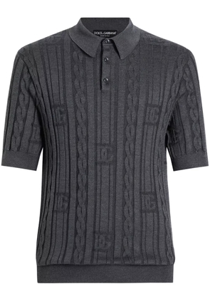 Dolce & Gabbana cable-knit effect polo shirt - Grey