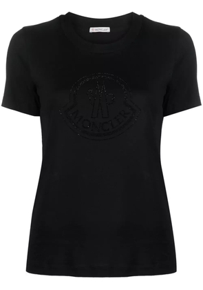 Moncler crystal-embellished logo cotton T-shirt - Black