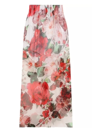 Dolce & Gabbana floral-print midi skirt - White