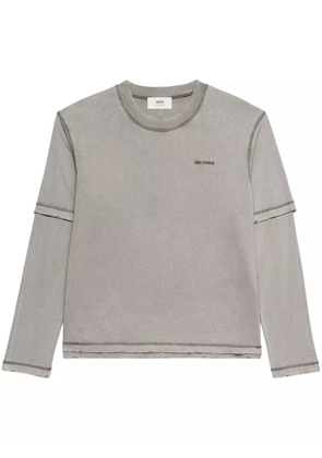AMI Paris embroidered-logo layered sweatshirt - Grey