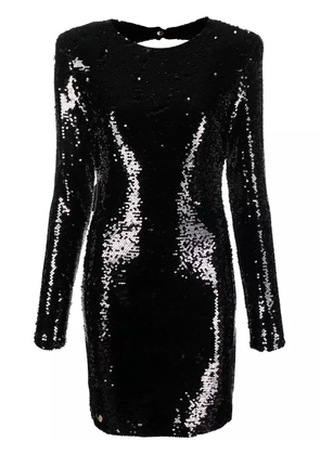 Philipp Plein long-sleeved sequin-embellished dress - Black
