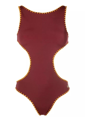 Brigitte contrast-stitch cut-out swimsuit - Red