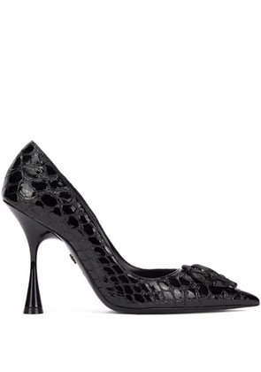 Roberto Cavalli crocodile-effect high-heel pumps - Black