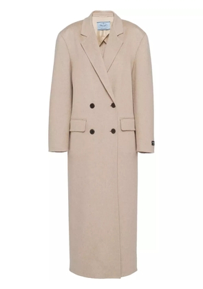 Prada double-breasted velour cashmere coat - Neutrals