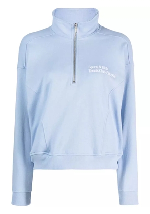 Sporty & Rich slogan-print cotton sweatshirt - Blue