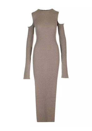 Rick Owens ribbed shoulder-cut maxi dress - Neutrals