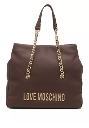 Love Moschino chain-detail logo tote bag - Brown