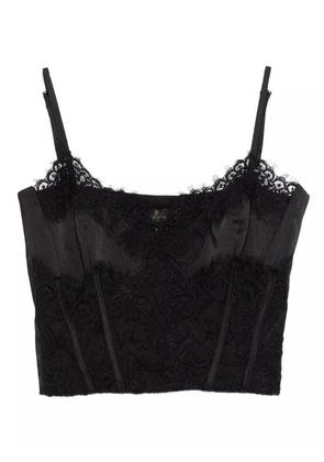 Babylone Paris lace-trimmed cropped top - Black