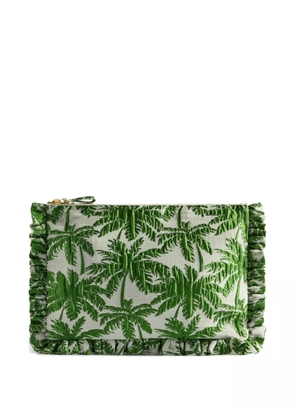 La DoubleJ ruffled palm-print clutch bag - Green