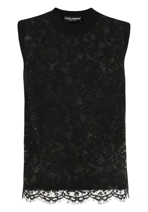 Dolce & Gabbana lace-overlay sleeveless tank top - Black