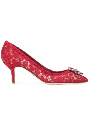 Dolce & Gabbana Rainbow Lace 60mm brooch-detail pumps - Red
