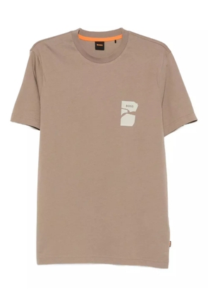 BOSS logo-print cotton T-shirt - Brown