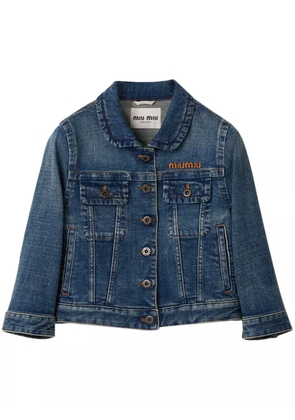 Miu Miu stretch-cotton cropped denim jacket - Blue