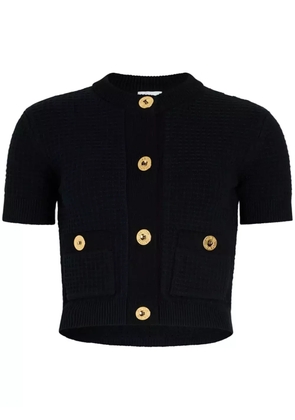 Patou cropped waffle-knit cardigan - Blue