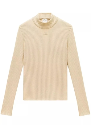 Courrèges rib-knit mock-neck jumper - Neutrals