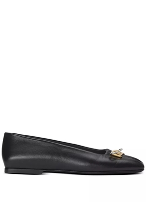 Balmain safety pin detail leather ballerinas - Black