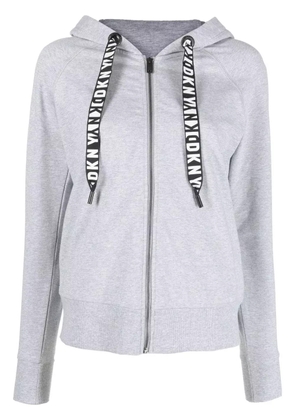 DKNY logo-drawstring zip-up hoodie - Grey
