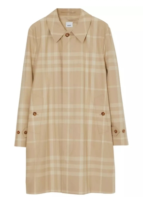 Burberry checked cotton long coat - Neutrals